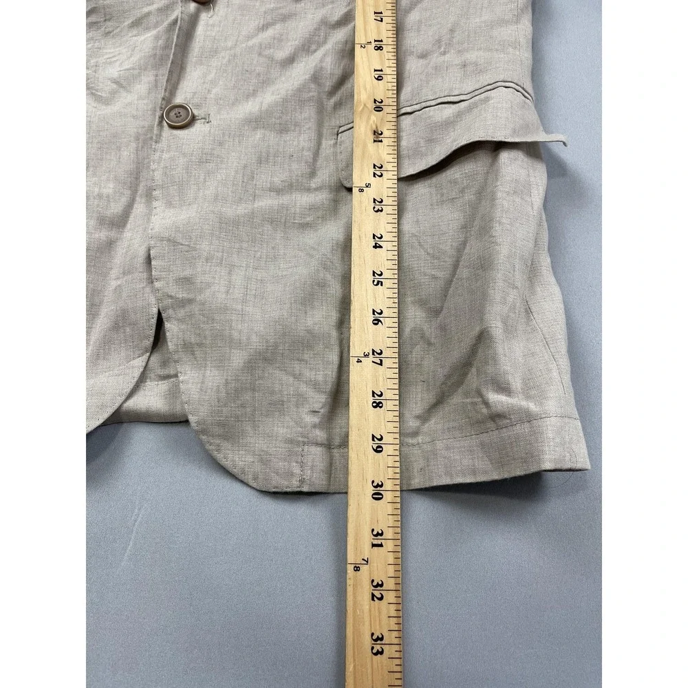 Zara‎ Mens Blazer Mens Large 44 Tan 100% Linen Summer Wedding Classic Casual
